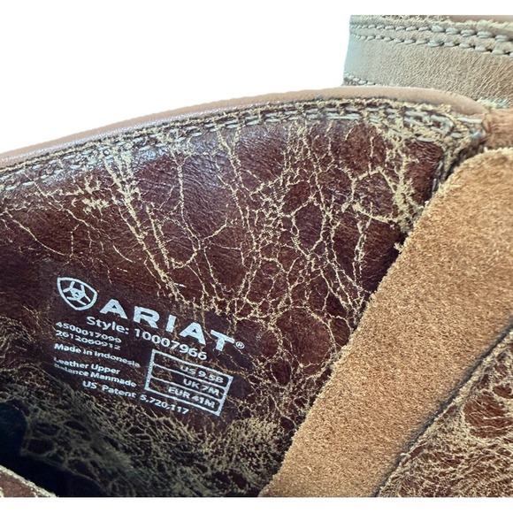 ARIAT BILLIE Unbridled Side Zip Short Boots Womens 9.5 Tan Distressed Leather - Picture 6 of 9